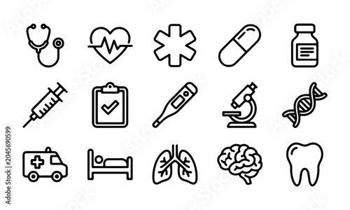 Medical and Healthcare Line Icon Set, Medicine Clinic Vectors