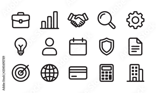 Business and Finance Line Icon Set, Corporate Marketing Vectors
