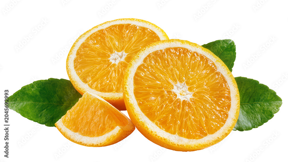 Fototapeta premium Orange slices and leaves