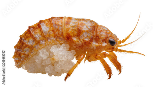 Foto Orange crustacean with eggs, detailed macro view