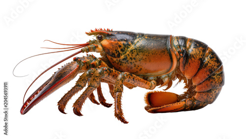 Orange and black speckled lobster with large claws