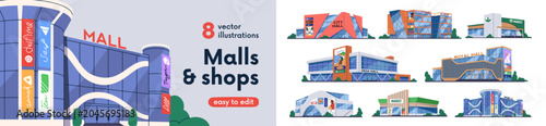 Foto Shopping centers, malls, stores exteriors set