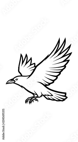 Flying Bird Silhouette Line Art Illustration.