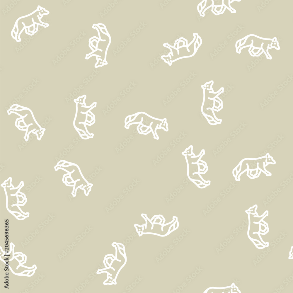 Naklejka premium fox animal line seamless pattern fox animal thin line illustration