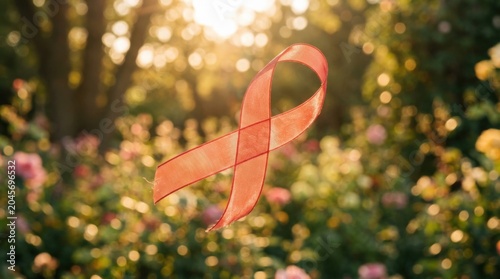 Awareness Ribbon In Sunlit Garden