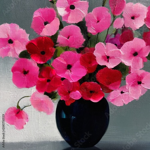 Bright Flowers in a Vase With a Colorful Background During Daytime in a Still...