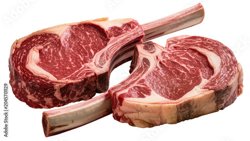 Canvastavla Two raw prime beef rib steaks with bone