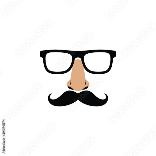 Konstfotografi Mask with Glasses Fake Nose and Mustache Symbol Novelty Disguise Vector Graphic