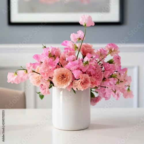 Bright Pink Flowers Arranged in a Clear Vase on a Table Indoors During the Day