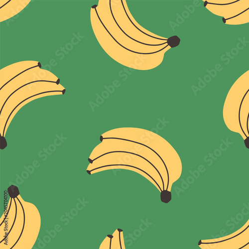 Banana bunches, seamless pattern design. Natural tropical fruits, endless bac...