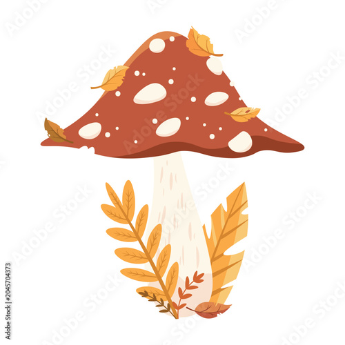 Принти на полотні Autumn pointy fly agaric mushroom composition vector