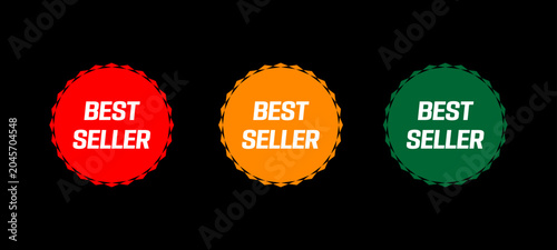 Best Seller Label Stickers Isolated on Black Background.