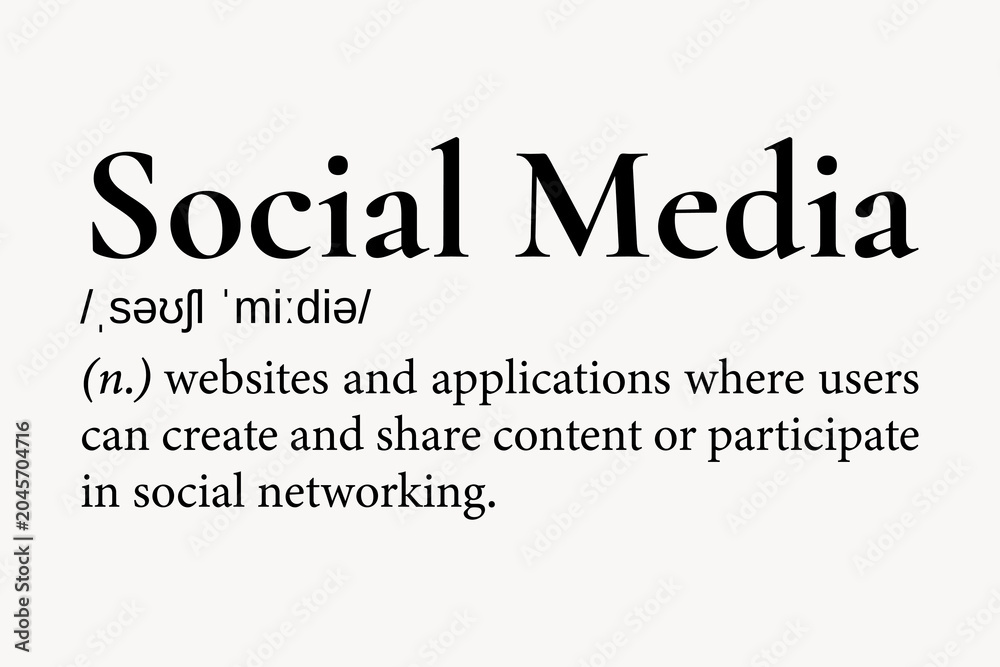 Fototapeta premium Social media definition, dictionary word typography