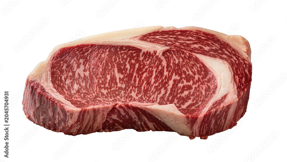 Fototapeta premium Raw marbled beef steak with fat cap