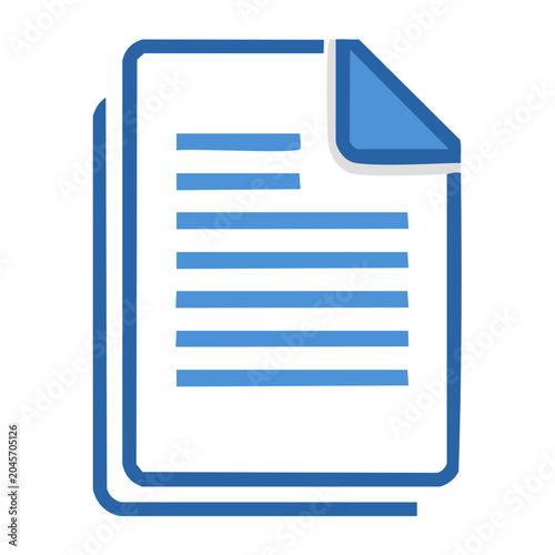 Blue and white icon of a document with text
