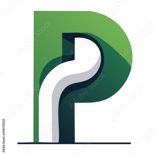 Abstract Green Letter P Logo Design