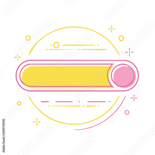 Abstract yellow and pink shape with copy space