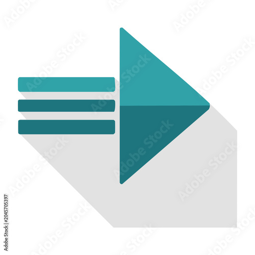 Flat design play button with menu icon and shadow