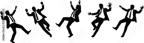 Photos Silhouettes of falling businessmen set in formal suit collection, concept of bus