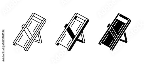 Foto Mandoline Slicer Icons, Kitchen Tool Vector Graphics, Food Preparation Equipment