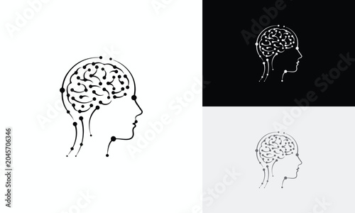 Fotografija Abstract Artificial Intelligence Logo Design | AI Technology Logo Template | Mac