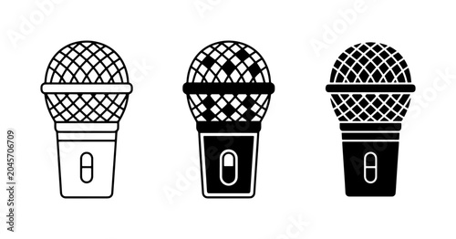 Cuadro en lienzo Retro Microphone Icons Set, Vintage Audio Recording Equipment, Classic Sound Dev