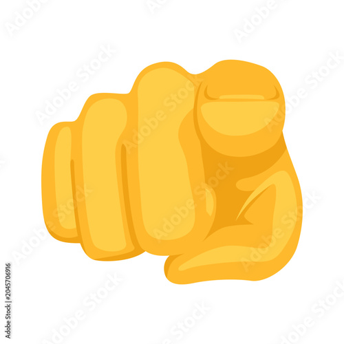 Index pointing at the viewer, hand sign emoji, hand gesture symbol, vector icon illustration, isolated on transparent background. 