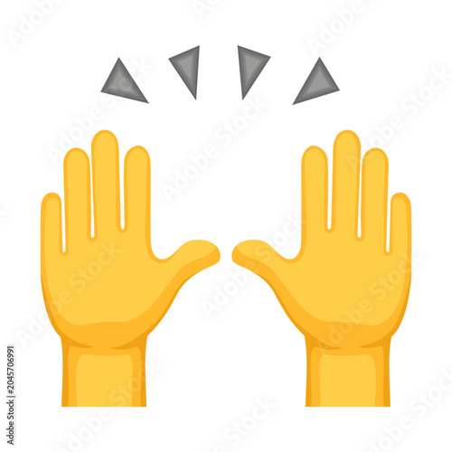 Canvastavla Raising hands, hand sign emoji, hand gesture symbol, vector icon illustration, isolated on transparent background