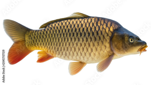 Принти на полотні Common carp fish with golden scales and orange fins