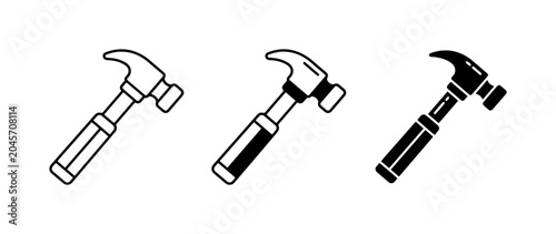 Hammer Icons Set, Construction Tool Vector Graphics, DIY and Repair Symbols