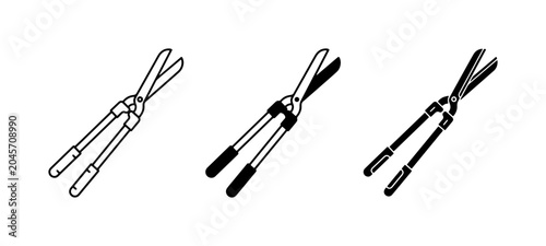 Tableau sur toile Garden Shears, Hedge Trimmers, Pruning Tools: Vector Icons for Landscaping and G