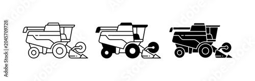 Bild auf Leinwand Combine Harvester Icons, Agricultural Machinery Vector Graphics, Farm Equipment
