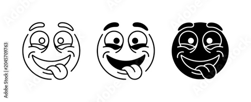 Foto Crazy Face Emoticon, Silly Emoji, Goofy Expression, Vector Icons