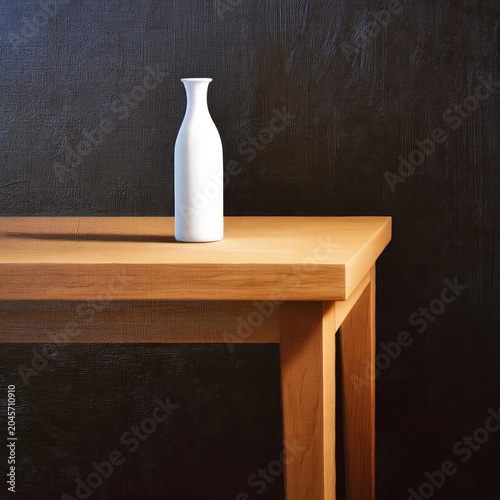 White Bottle on a Wooden Table With a Colorful Background at a Bright Space