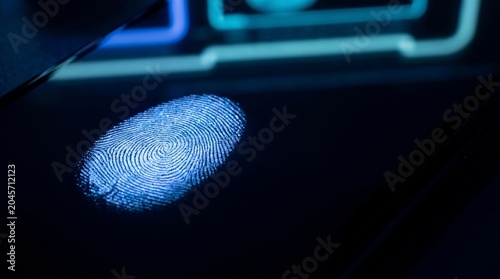 Glowing Fingerprint on Smartphone Screen for Biometric Security Verification