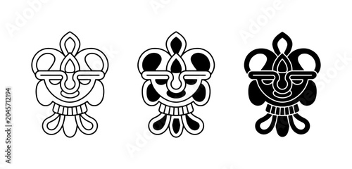 Canvastavla Ancient Aztec Mask Icon, Mesoamerican Tribal Symbol, Indigenous Face Glyph, Vect