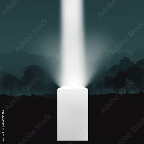 Light Shines on a White Block in a Simple Setting During the Day