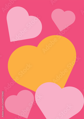 Картината върху платно Modern floating hearts background vector illustration with soft pink and orange romantic color palette
