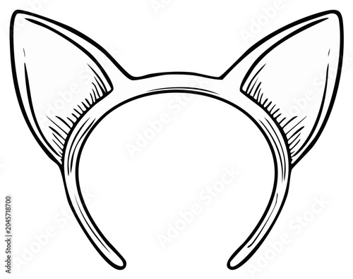 Hand drawn illustration of a headband with pointed cat ears