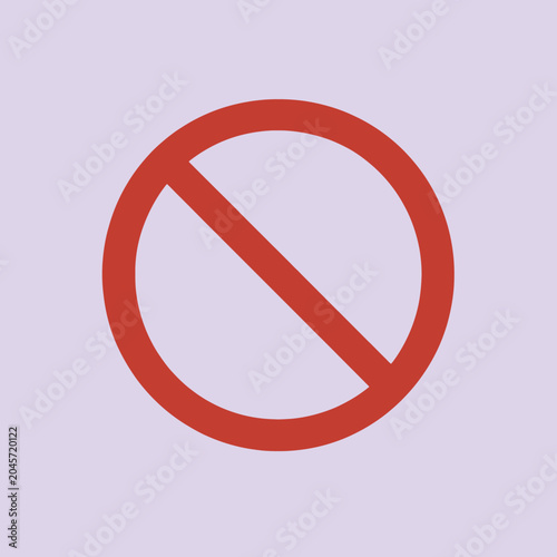 Fotografi A red prohibition sign on a light purple background is displayed