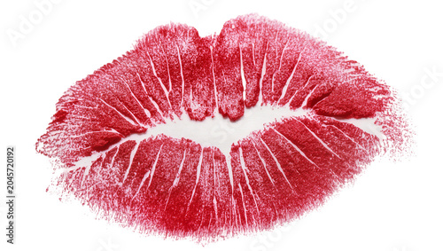 Schilderij op canvas Red lipstick kiss mark imprint