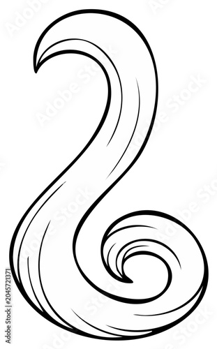 Stylized Swirl and Wave Design Element in Black and White