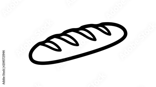 Simple Black and White Line Art Illustration of Bread.