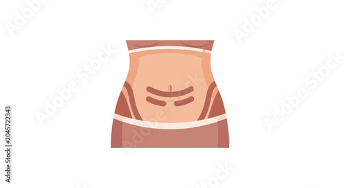 Woman's Toned Midsection with Visible Abs and Skin Texture
