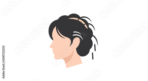 Woman's Profile Silhouette with Stylish Updo Hairstyle