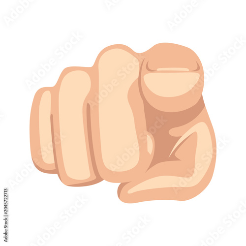 Tableau sur toile Index pointing at the viewer, hand sign emoji, hand gesture symbol, vector icon illustration, isolated on transparent background