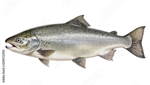 Quadro em tela Atlantic Salmon Fish Side View