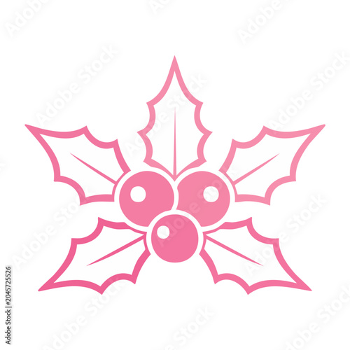 Pink holly leaf with berries icon