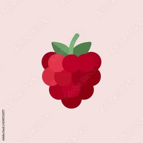 Tablou pe pânză A vibrant illustration of a red berry with green leaves on a light background