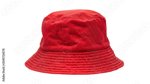 Photos Red cotton bucket hat with textured brim
